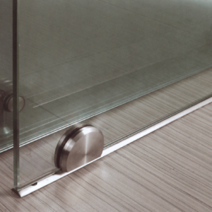 Heavy Glass Sliding Doors Close-up of Hardware