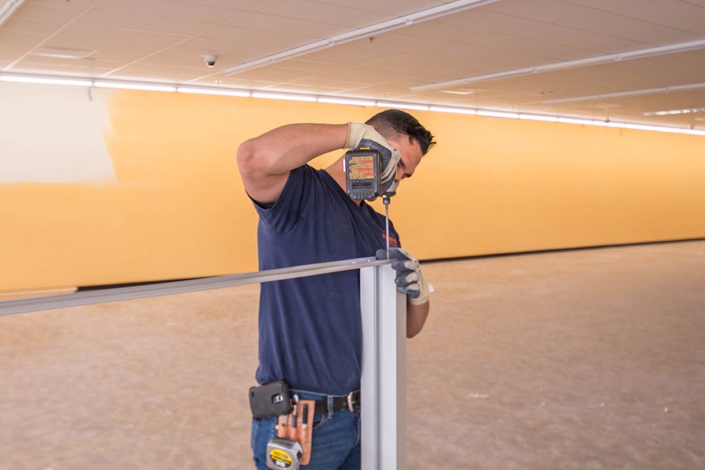 Byron Working On Commercial Storefront Frame Assembly - A Cutting Edge Glass and Mirror Las Vegas, Nevada