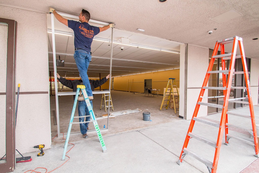 Assembly Of Family Dollar Commercial Storefront Frame - A Cutting Edge Glass and Mirror