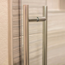 Skyline Glass Shower Door - Close-up Metal Handle