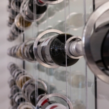 Close-Up of Custom Suspended Wine Cellar Rack