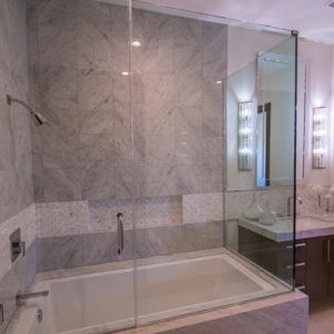 Full-View of Frameless Shower Door Enclosure