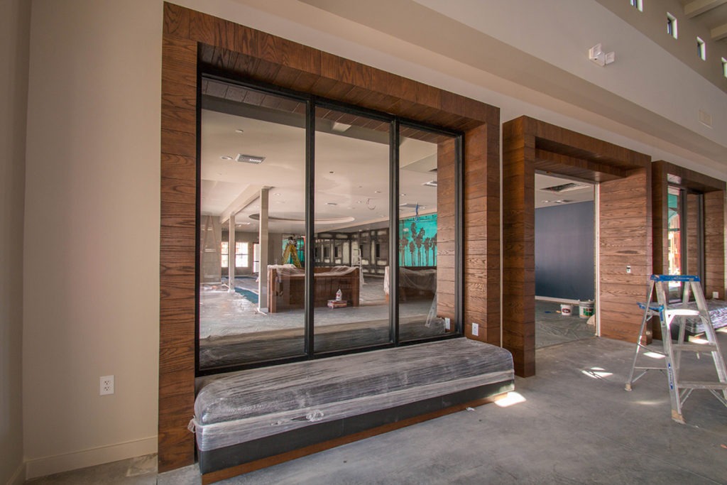 During Construction of Castile Apartments Clubhouse - Interior Glass Windows