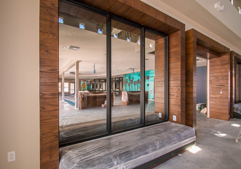 During Construction of Castile Apartments Clubhouse - Interior Glass Windows