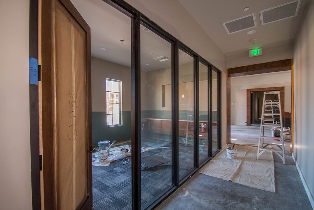 During Project Construction of Castile Apartments - Interior Glass Walls