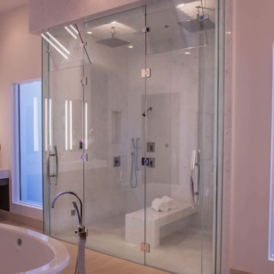 Master Bathroom Frameless Shower Door Enclosure System