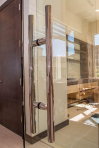 Close-up of Heavy Glass Door System