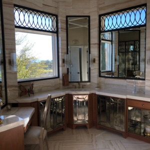 Beveled Billows Mirrors, Custom Cabinetry and Window Overlays