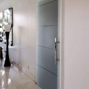 Custom Closet Glass Sliding Barn Door Closed