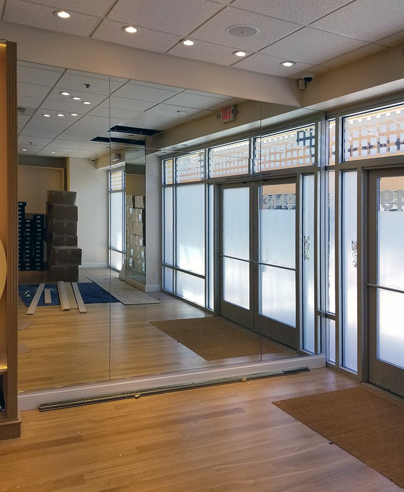 Commercial Wall Mirror Installation by A Cutting Edge Glass & Mirror