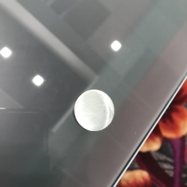 Frosted glass up glued to stand-off for table top