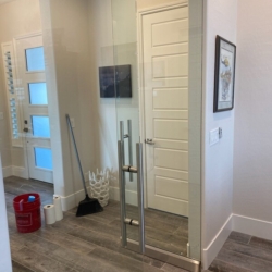Stainless Heavy Glass Doors with brushed hardware in Las Vegas