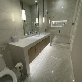 Frameless Shower Doors and Custom Mirror in Las Vegas