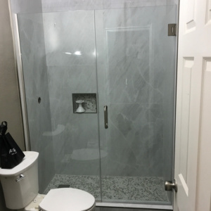 38” CLEAR TEMPERED GLASS BRUSHED NICKEL HARDWARE 3