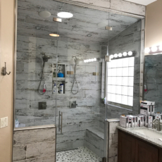 STEAM SHOWER 38” CLEAR TEMPERED BRUSHED NICKEL HARDWARE OPERABLE TRANSOM IN DOOR